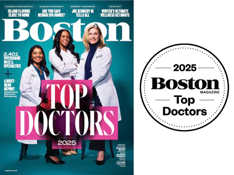 magazine cover with 2025 boston top doctors award badge